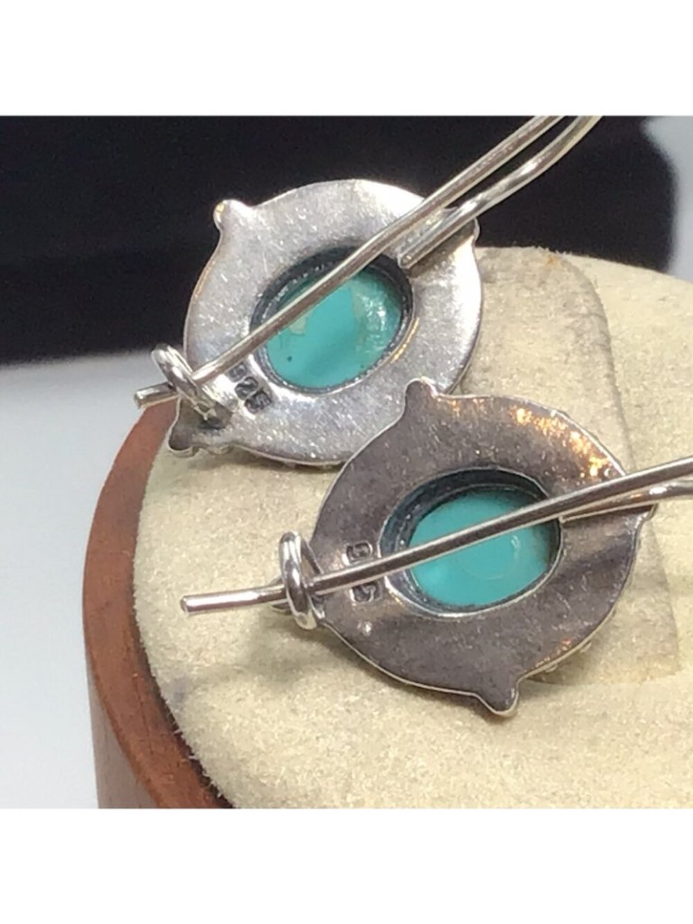 Sterling Silver Turquoise Earrings Vintage Dangle 5.9g 1.25” - Picture 5 of 8